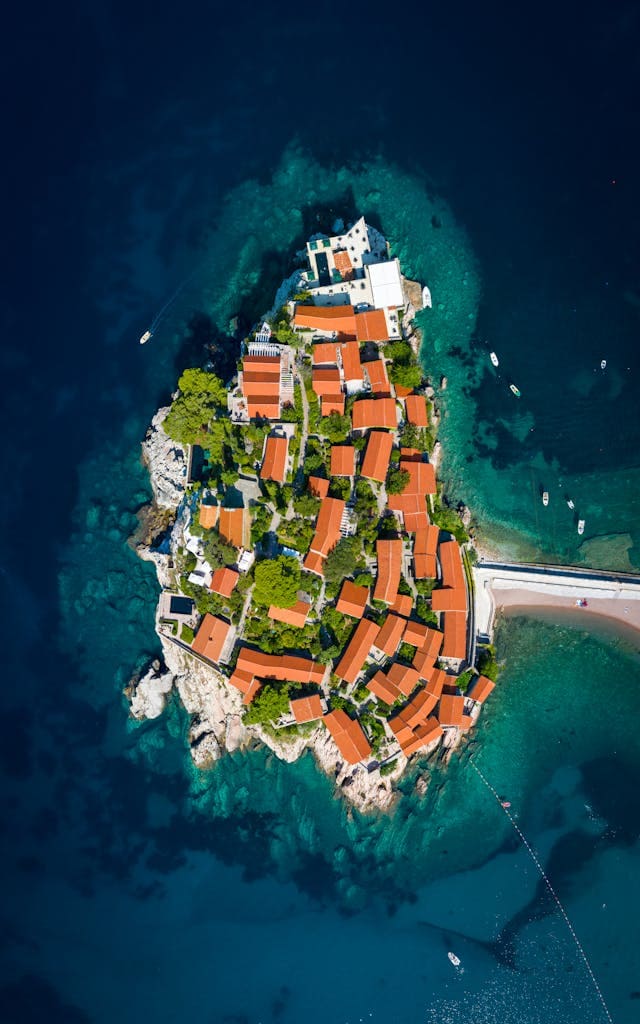 Aerial View of Sveti Stefan Island Resort